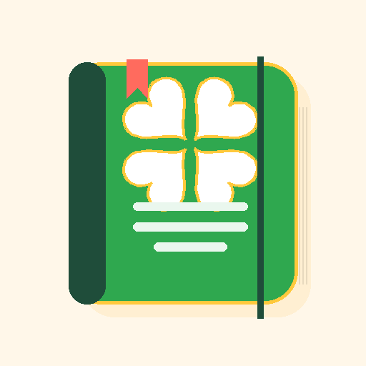 Icono de PequeDiario: un libro-diario verde con un trébol